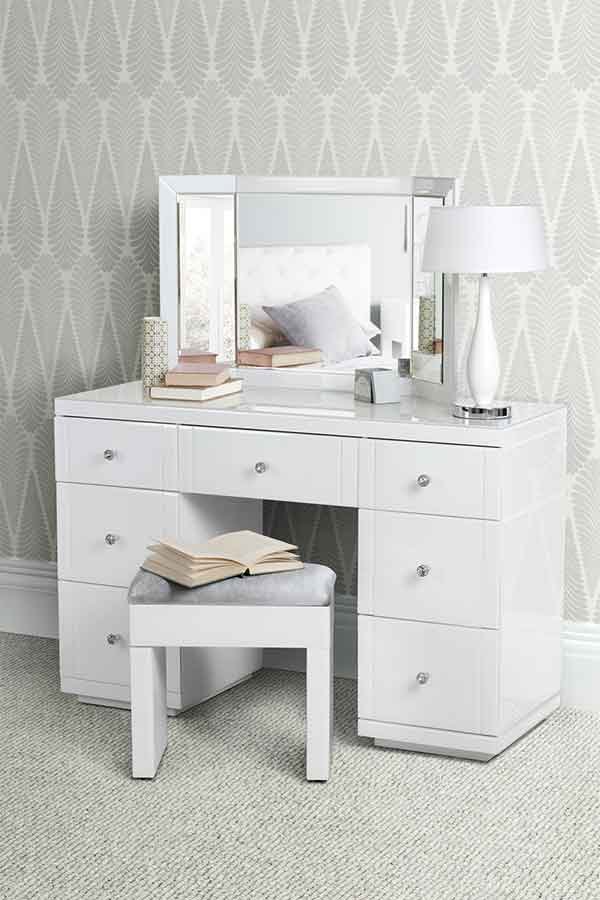 VALERIA White glass  Dressing  Table