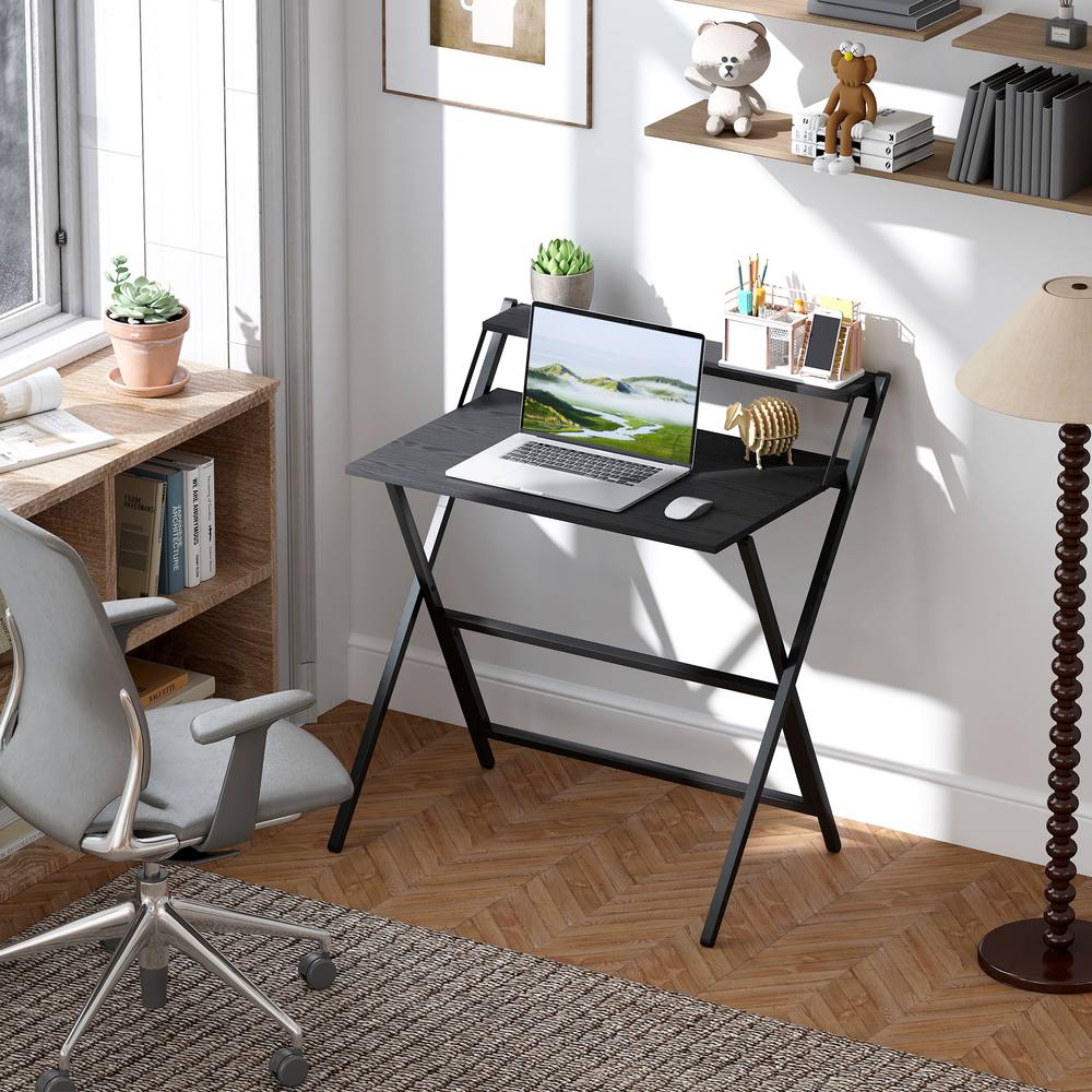 HOMCOM 81.5 cm Folding Computer Desk for Small Spaces Bedroom, Black