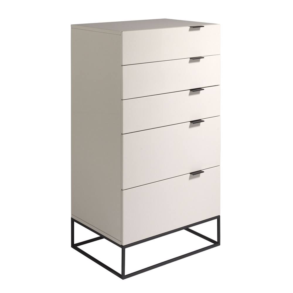 Angel Cerda Chiffonier Grey MDF with Black Steel Legs 5 Drawers