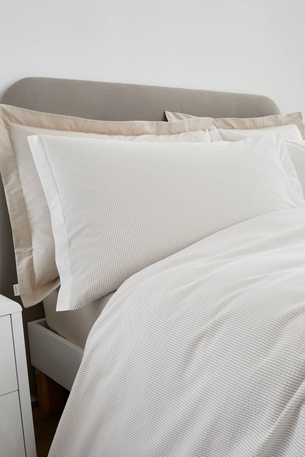 Bianca 'Seersucker Woven Stripe' 180 Thread Count Cotton Duvet Cover Set in Natural 2