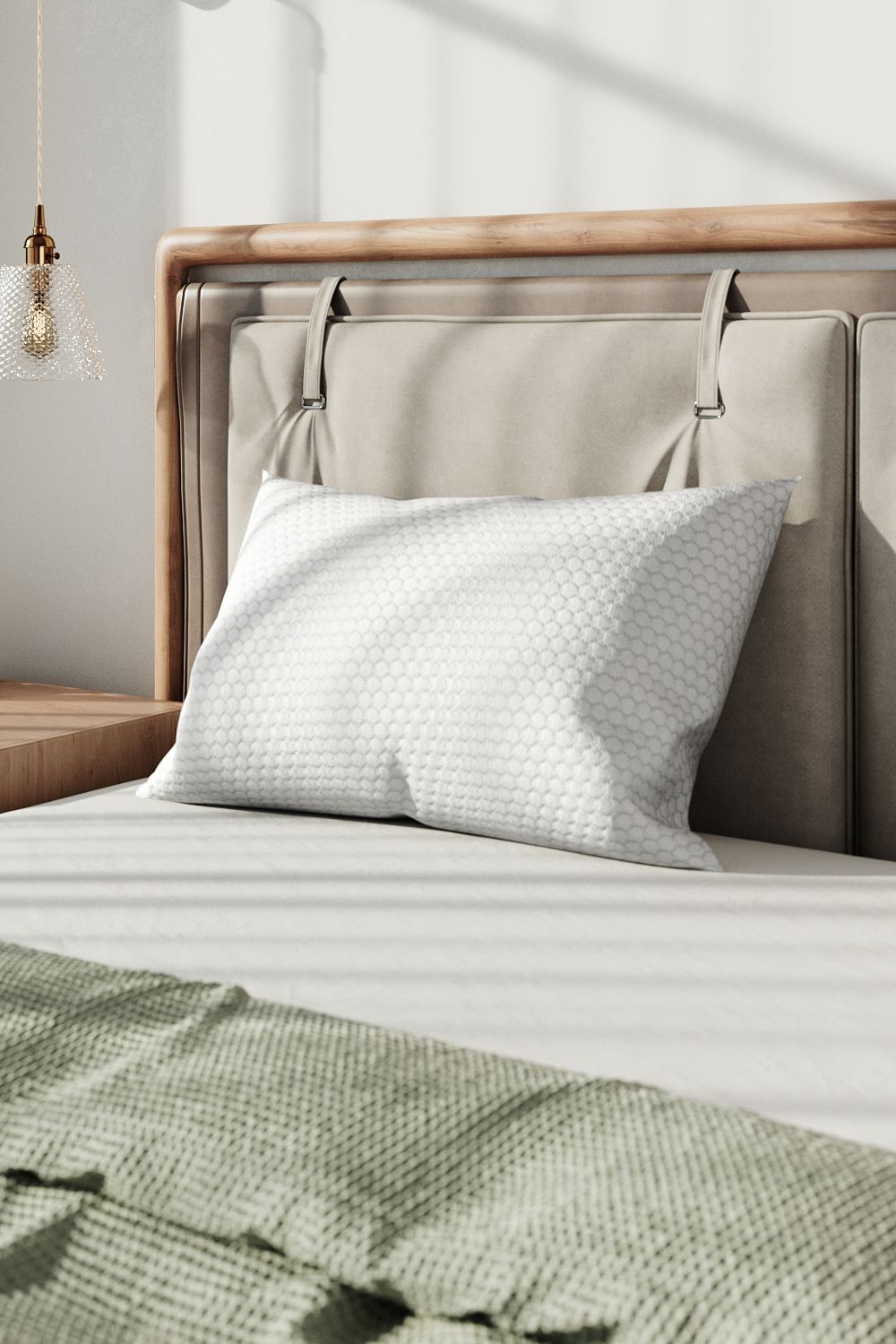 Living and Home Medium Support Shredded Memory Foam Pillow with Removable Washable Bamboo Fiber Honeycomb Pattern Cover, 66cm L x 48cm W