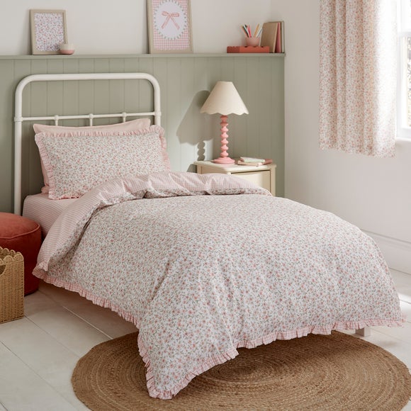 Ditsy Blooms Frill 100% Cotton Quilt Cover and Pillowcase Set 1
