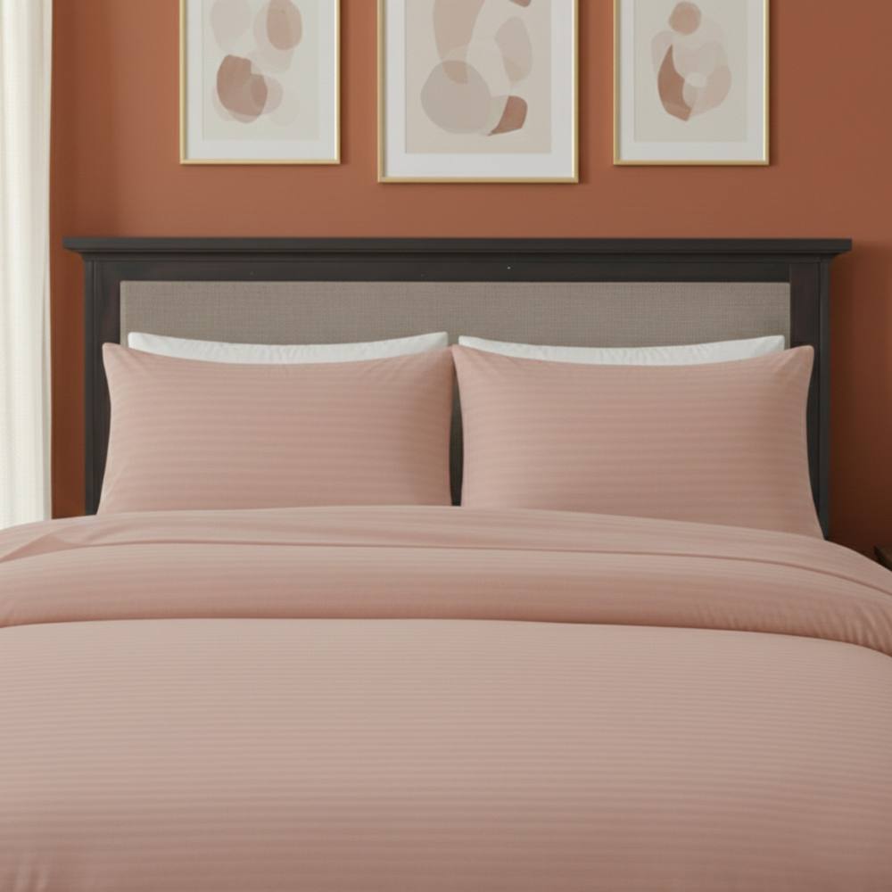 Snug City Microfibre Soft Touch Satin Stripe Housewife Pillowcase Pair in Pink