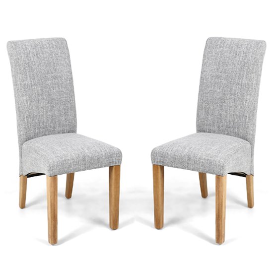 Karta Scroll Back Flax Effect Grey Weave Dining Chairs In Pair