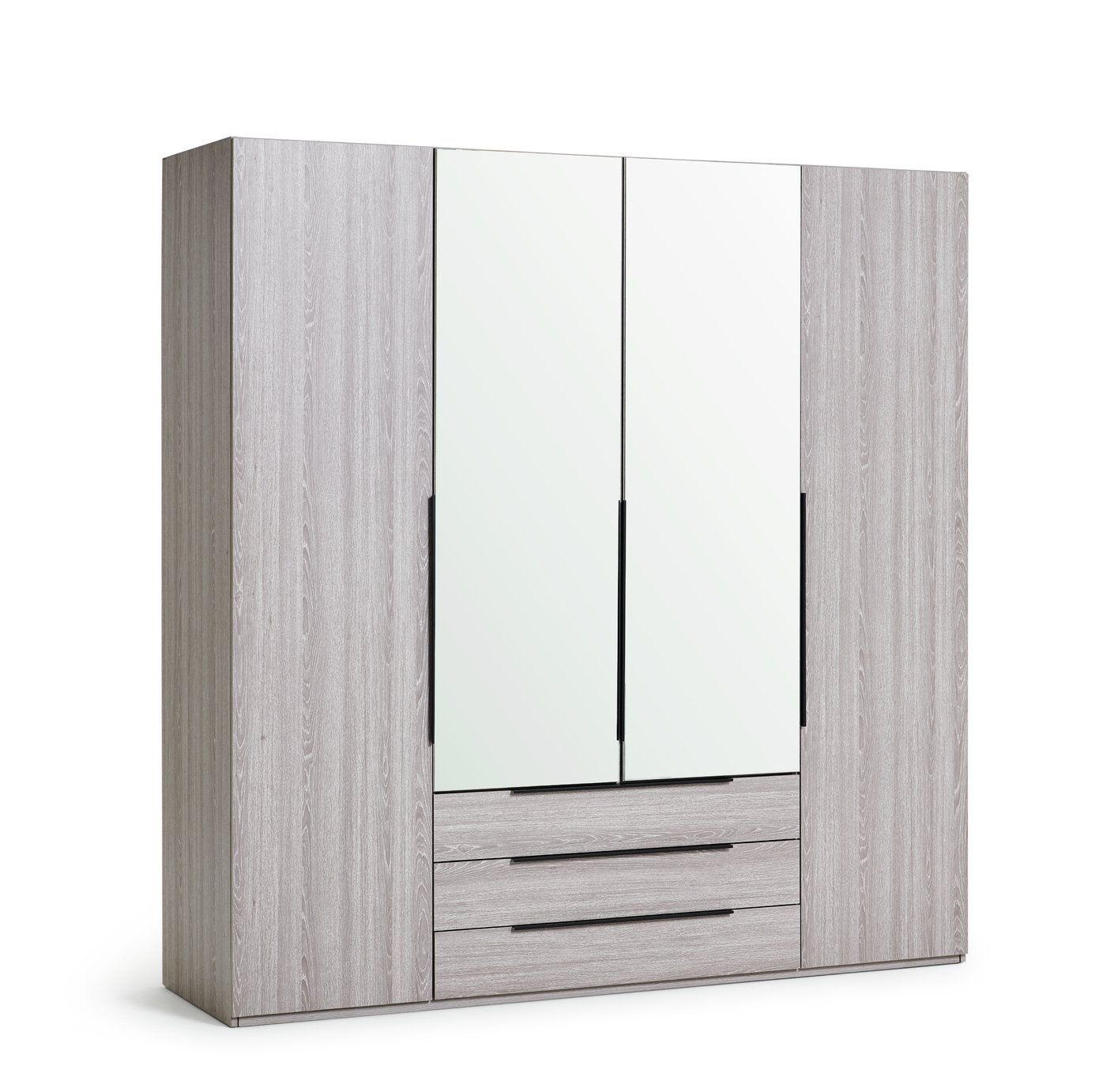 Argos Home Hallingford 4 Door 3 Drawer Wardrobe - Grey Oak