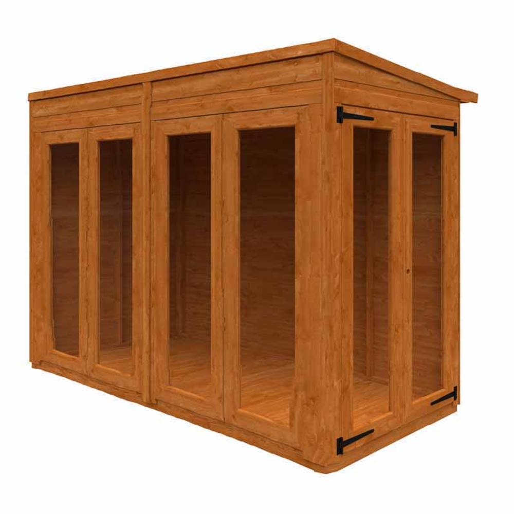 Buttercup Farm 8x4 Flex Pent Full Pane Summerhouse 12mm Flex - L238.8xW115xH203 cm in Burnt Orange