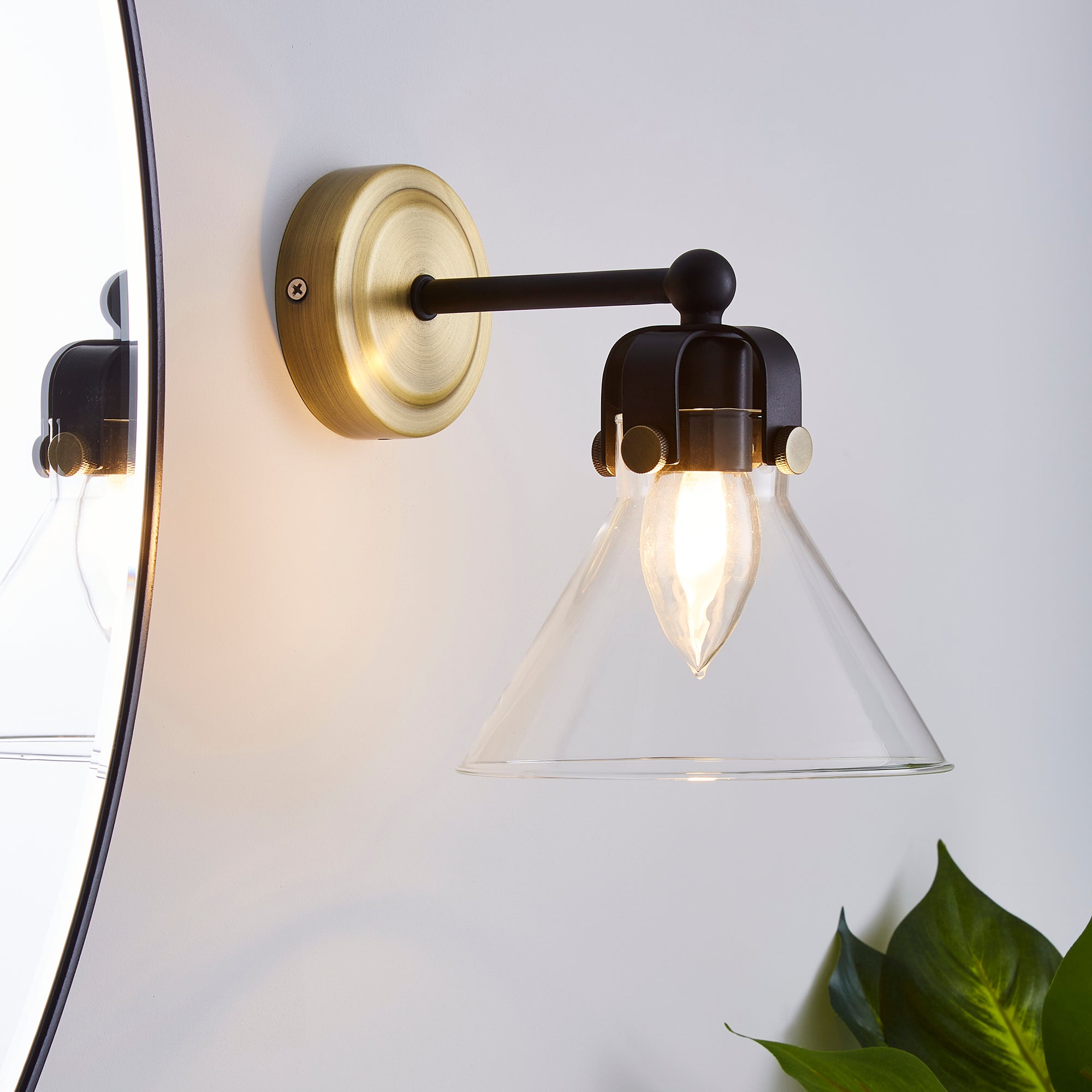 Paulson Bathroom Wall Light Antique Brass Brown