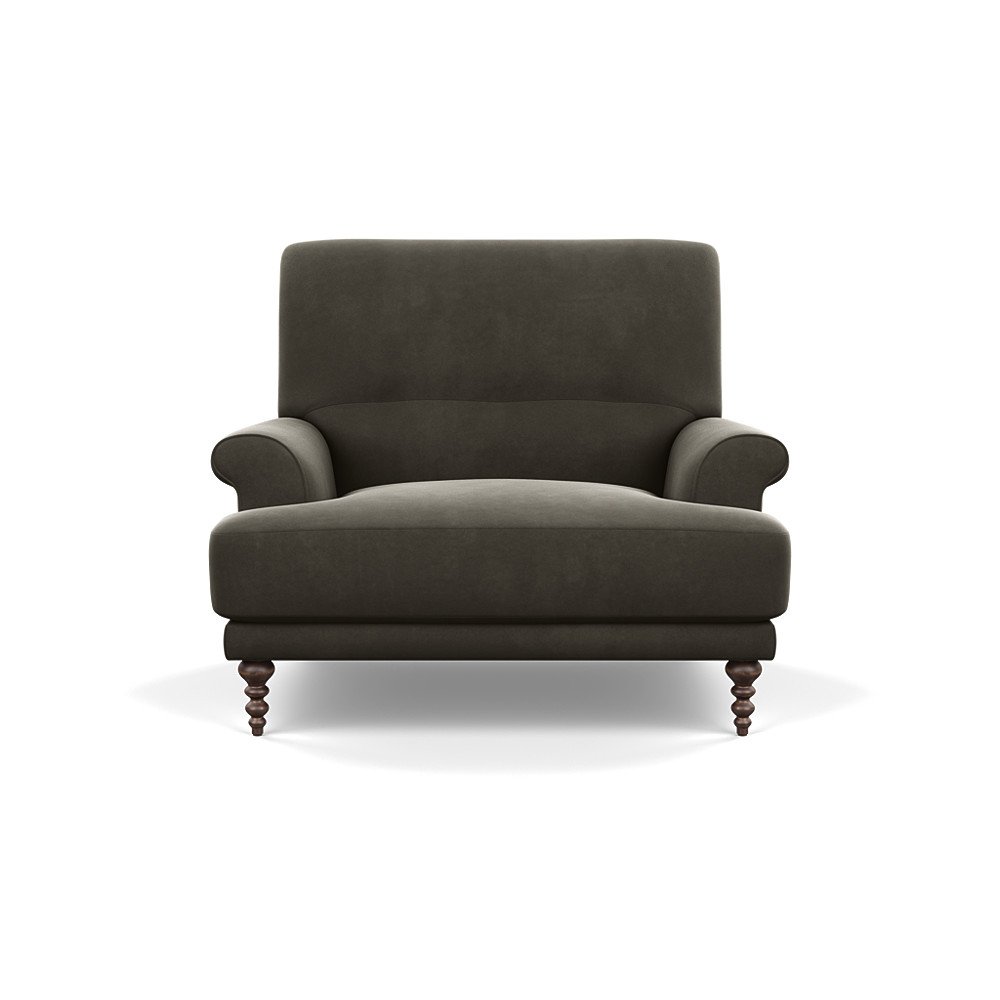 SCP Oscar Informal Armchair Velvet Charcoal Walnut Feet