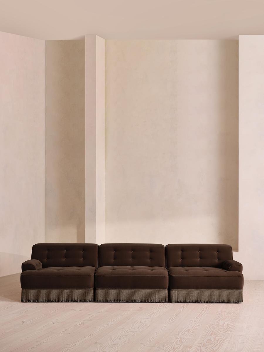 Elowen Modular Sofa, Four Seater, Velvet, Chocolate