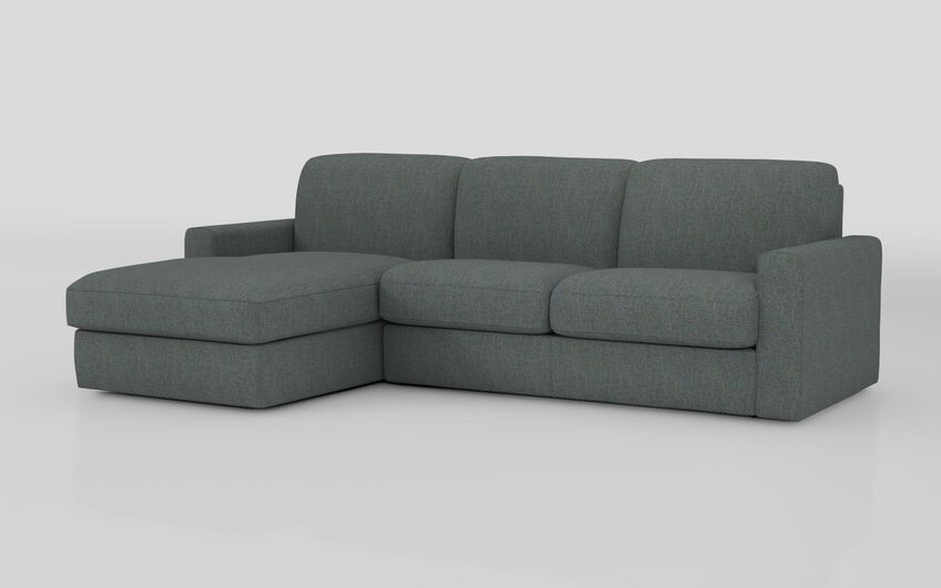 Blue Fabric Barete Large Arm 4 Seater Sofa Bed with Left Hand Facing Large Lounger