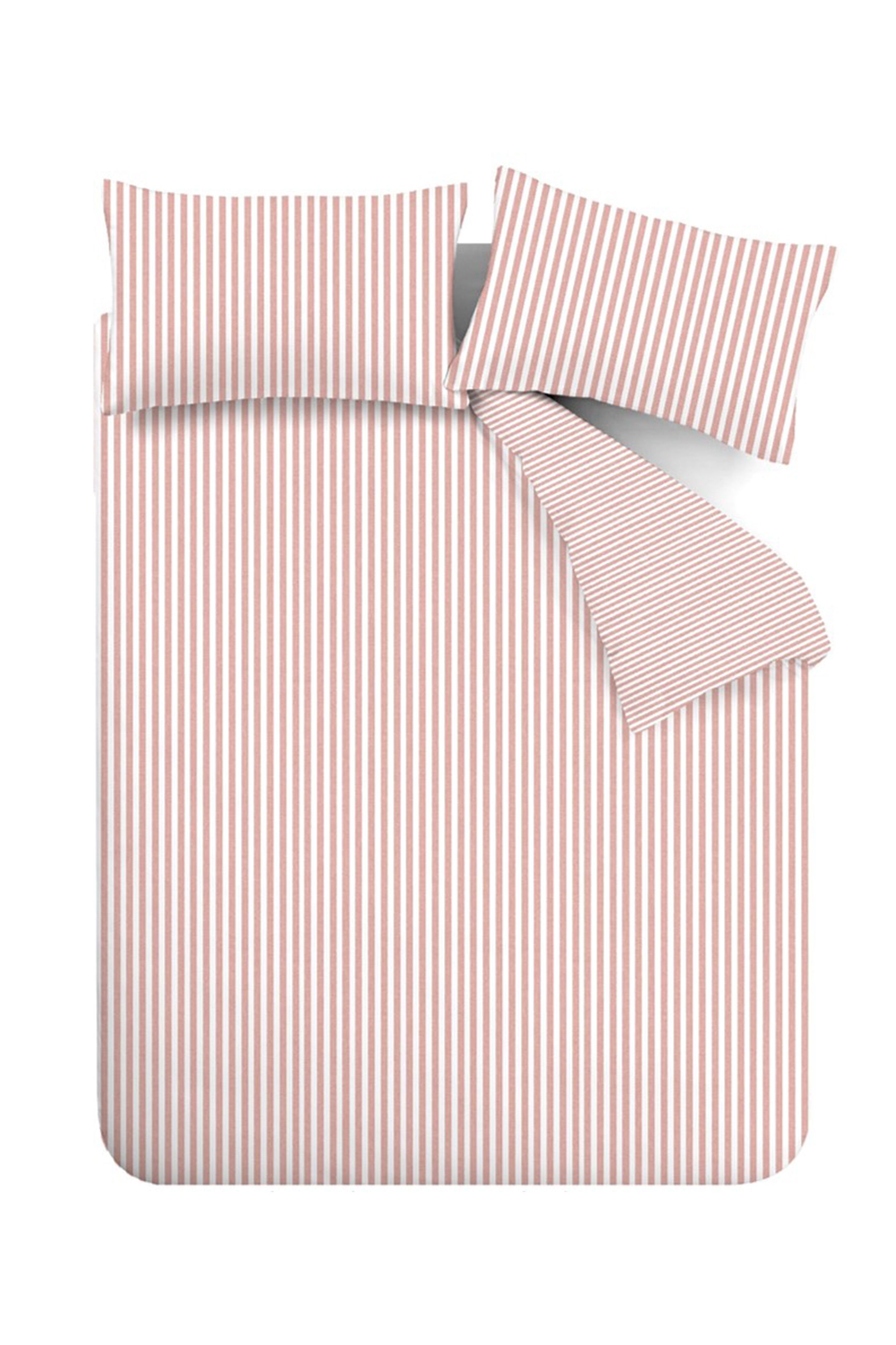 Catherine Lansfield Brushed Stripe 100% Cotton Duvet Cover Set in Pink 5