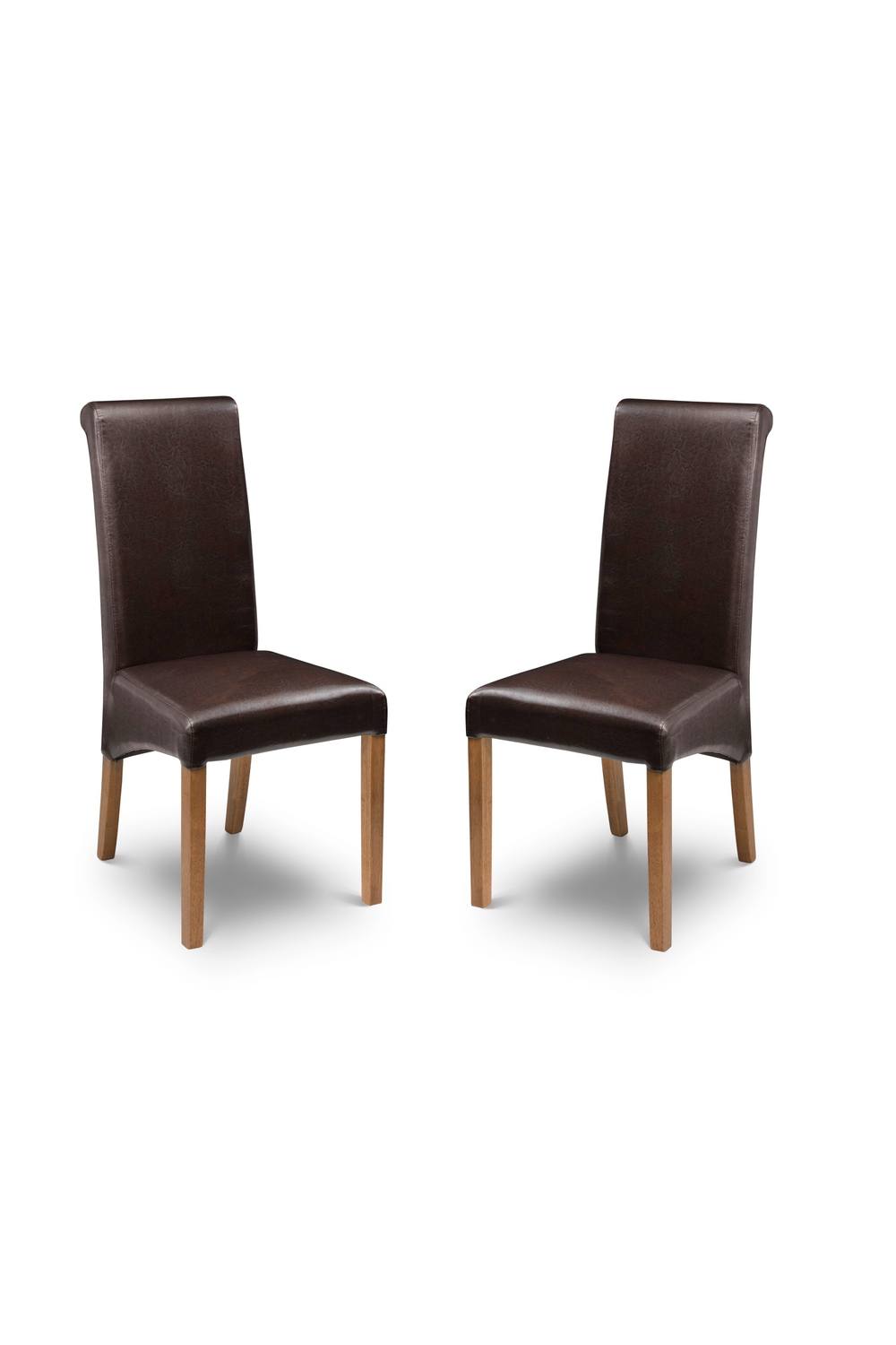 Julian Bowen Cuba High Back Upholstered Dining Chair (Set of 2) in Brown