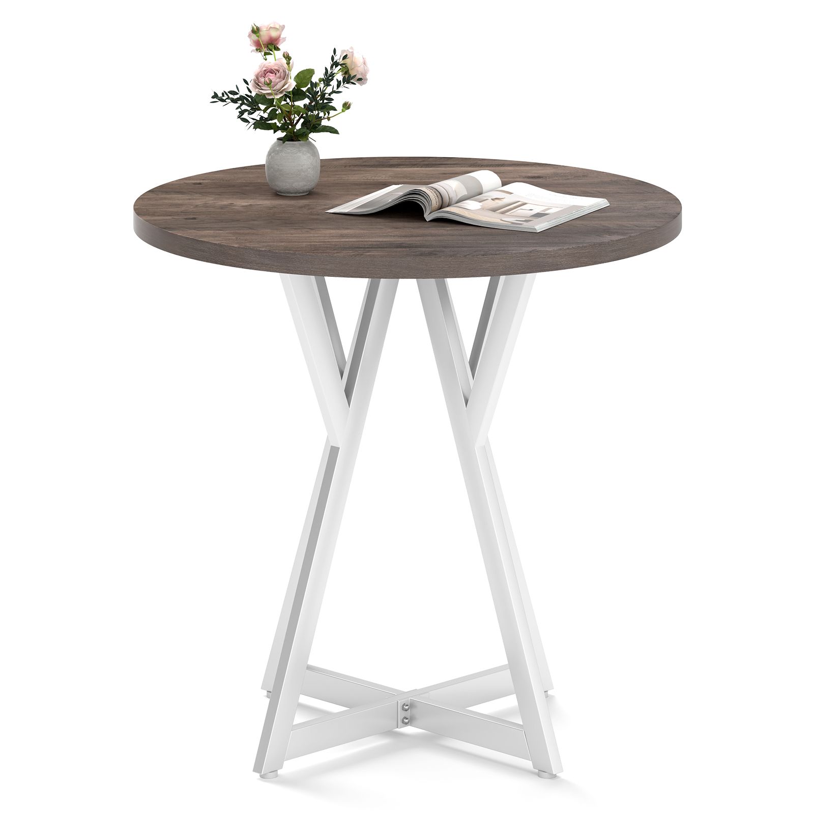 Costway 80cm Round Dining Table Wooden Kitchen Table in Natural