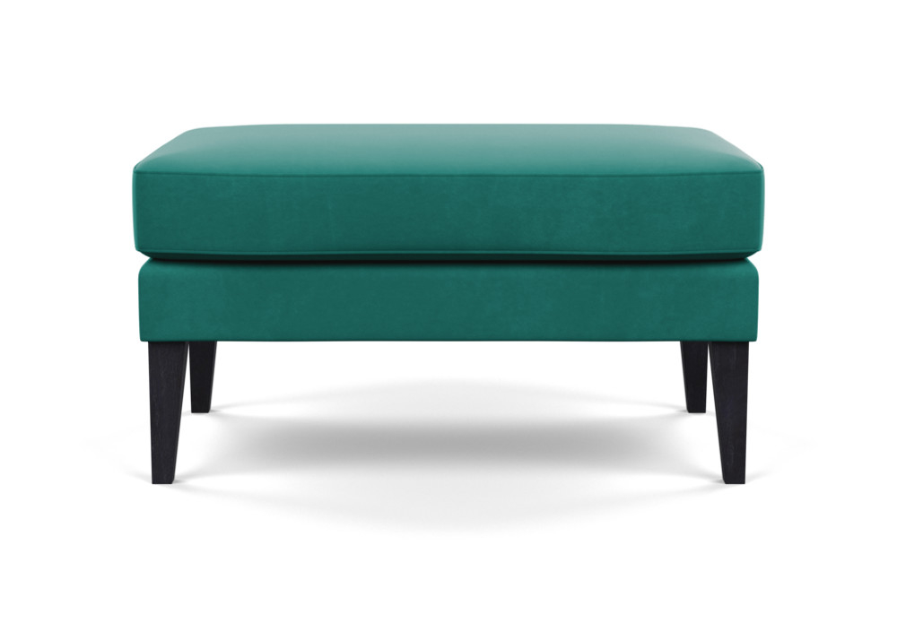 Heal's Richmond Ottoman Smart Velvet Green Black Feet