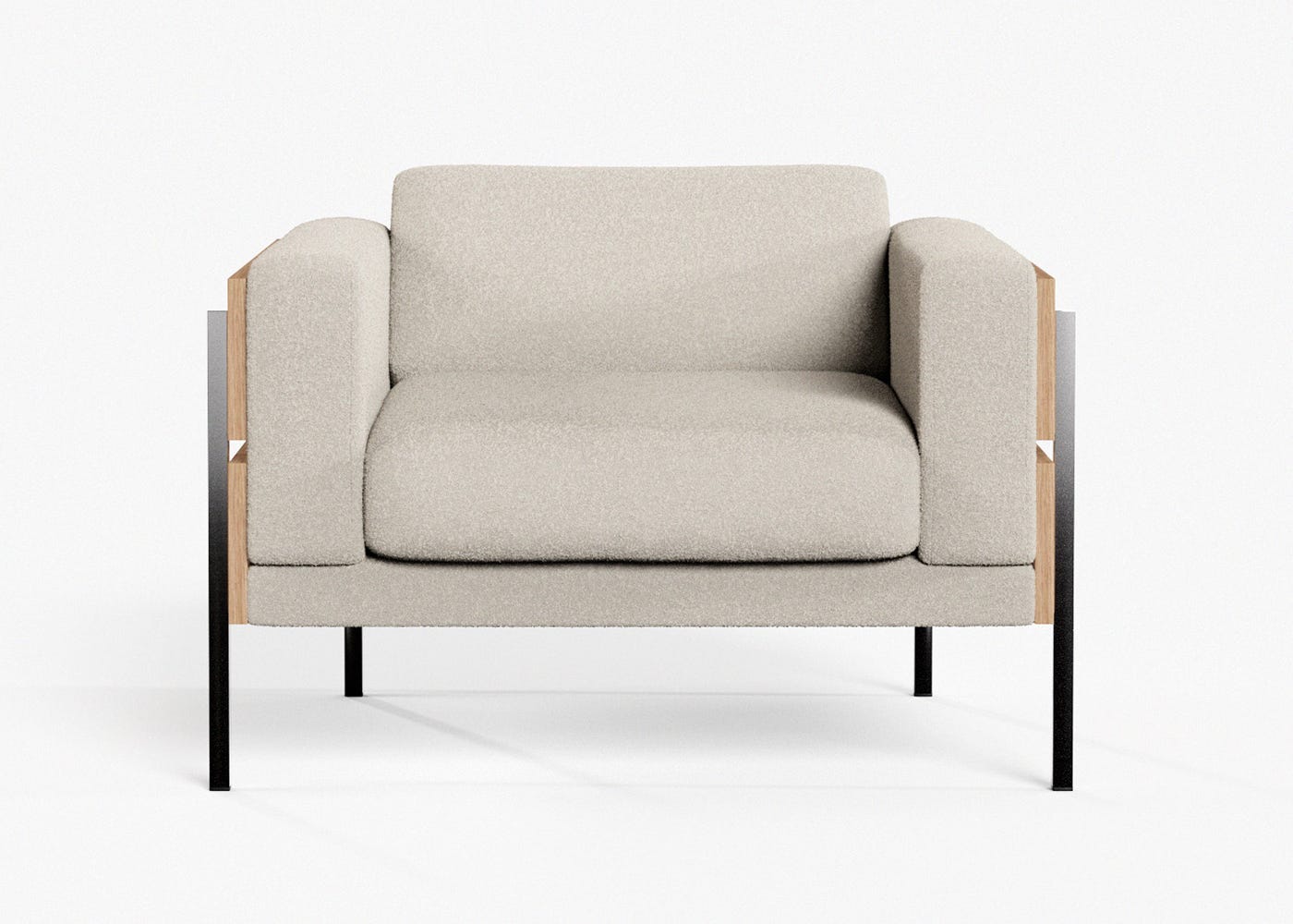 Case Forum Lounge Chair Oak Boucle Chalk