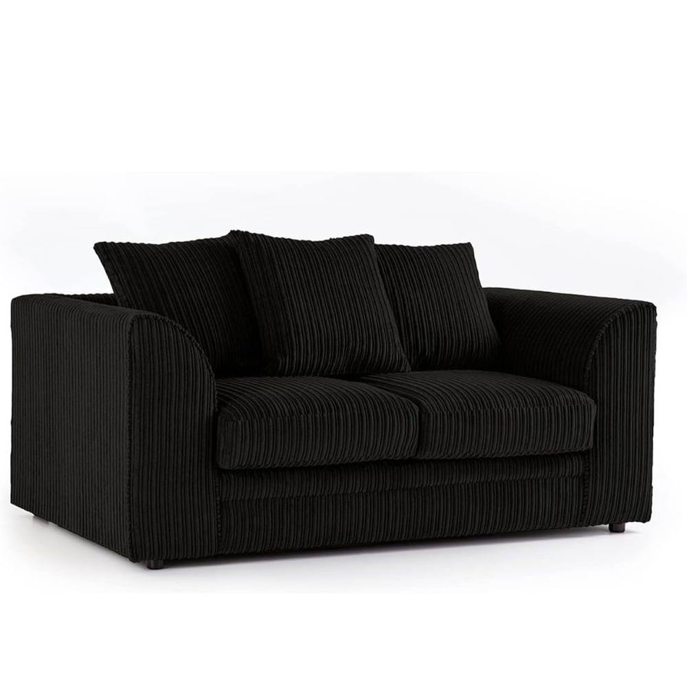Bliss Furniture Jumbo Cord Scatter Back 2-Seater Sofa in Black, Cozy & Compact in Black