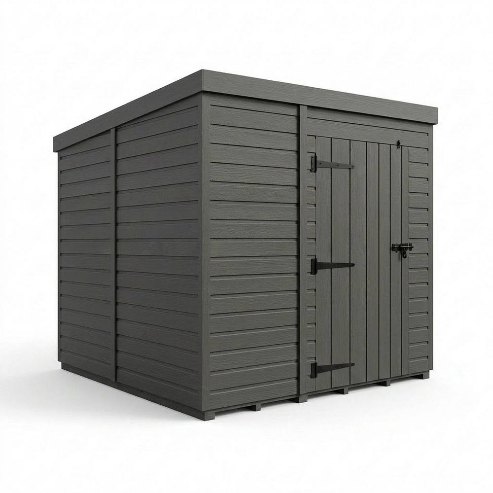 Buttercup Farm 9ft x 9ft Composite Pent Garden Shed Single Door No Windows - Grey