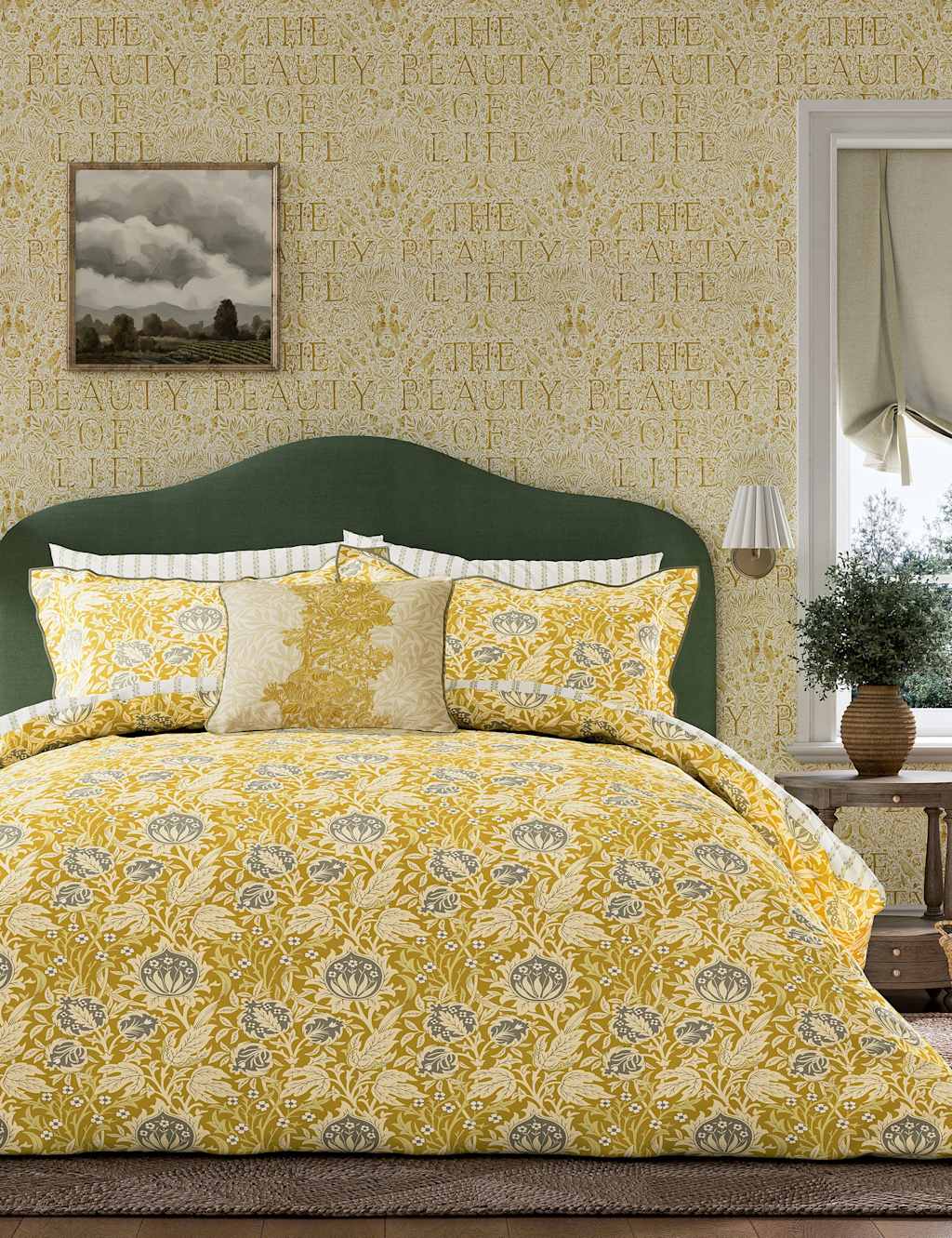 Morris & Co Pure Cotton Elmcote Bedding Set Yellow Mix