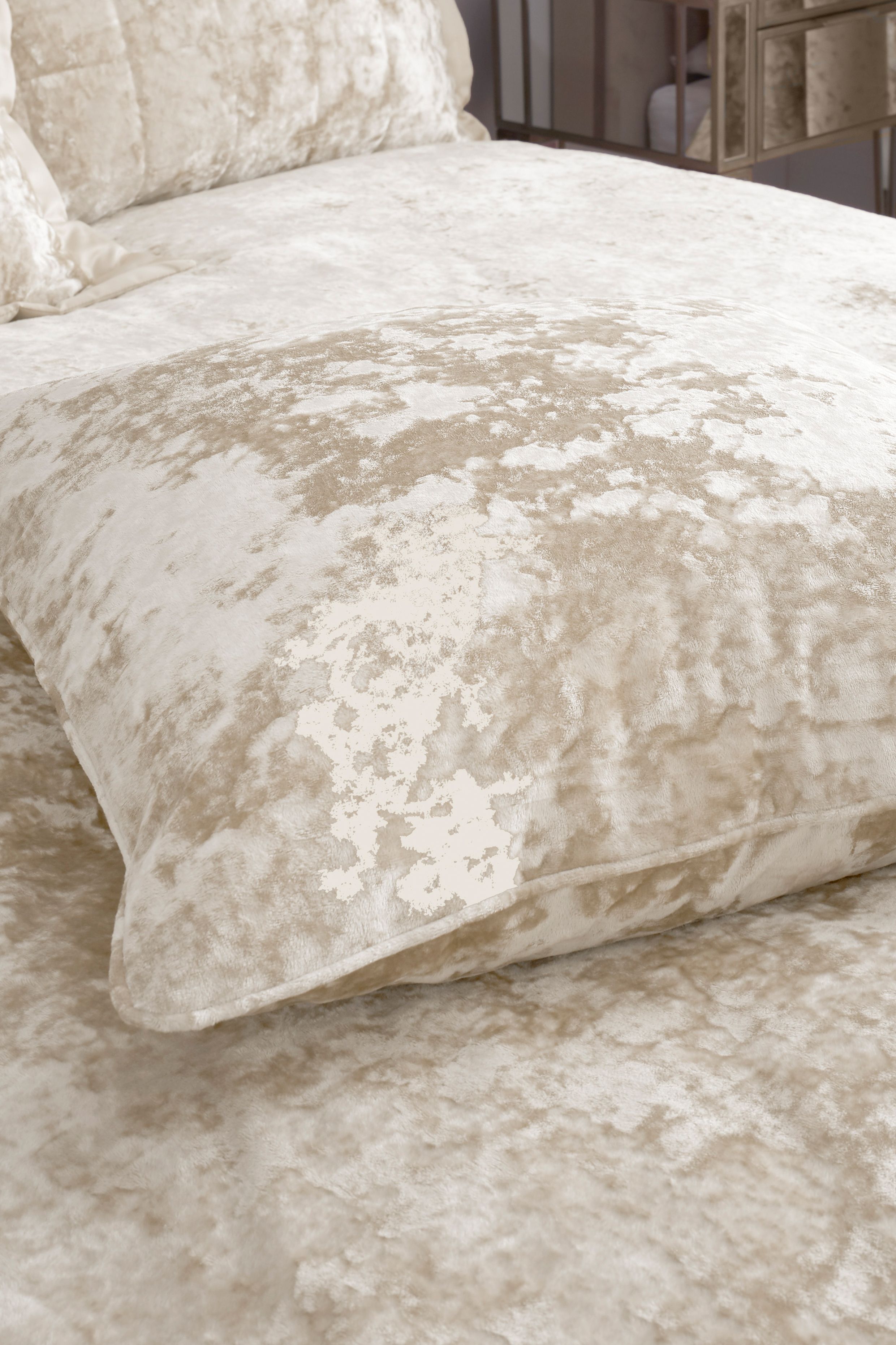 Catherine Lansfield Crushed Velvet Cushion in Natural