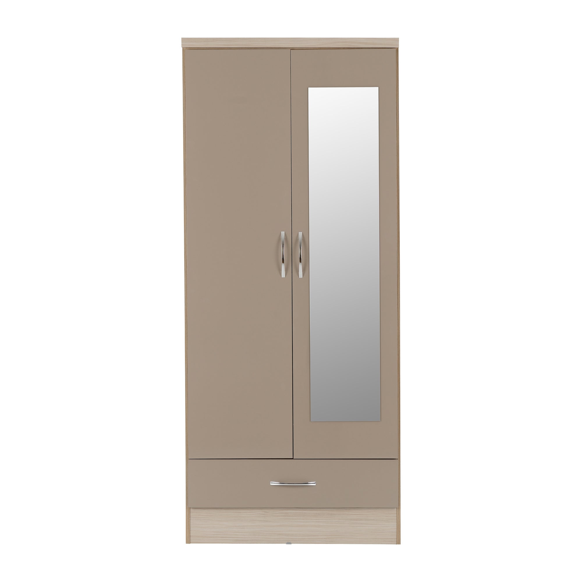 Nevada 2 Door Mirrored Wardrobe Brown