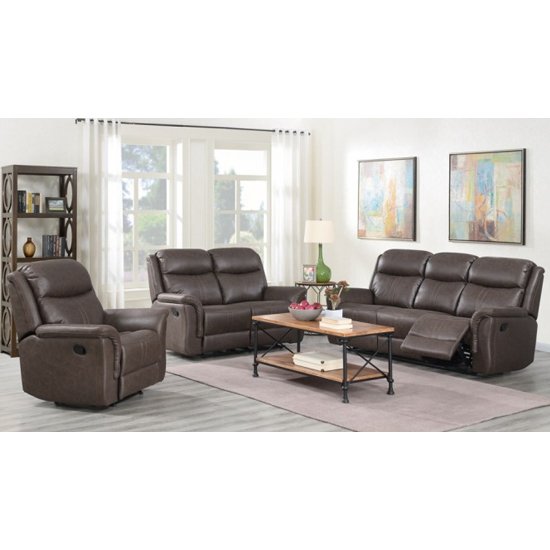 Proxima 3 Seater Sofa And 2 Armchairs Suite In Rustic Brown