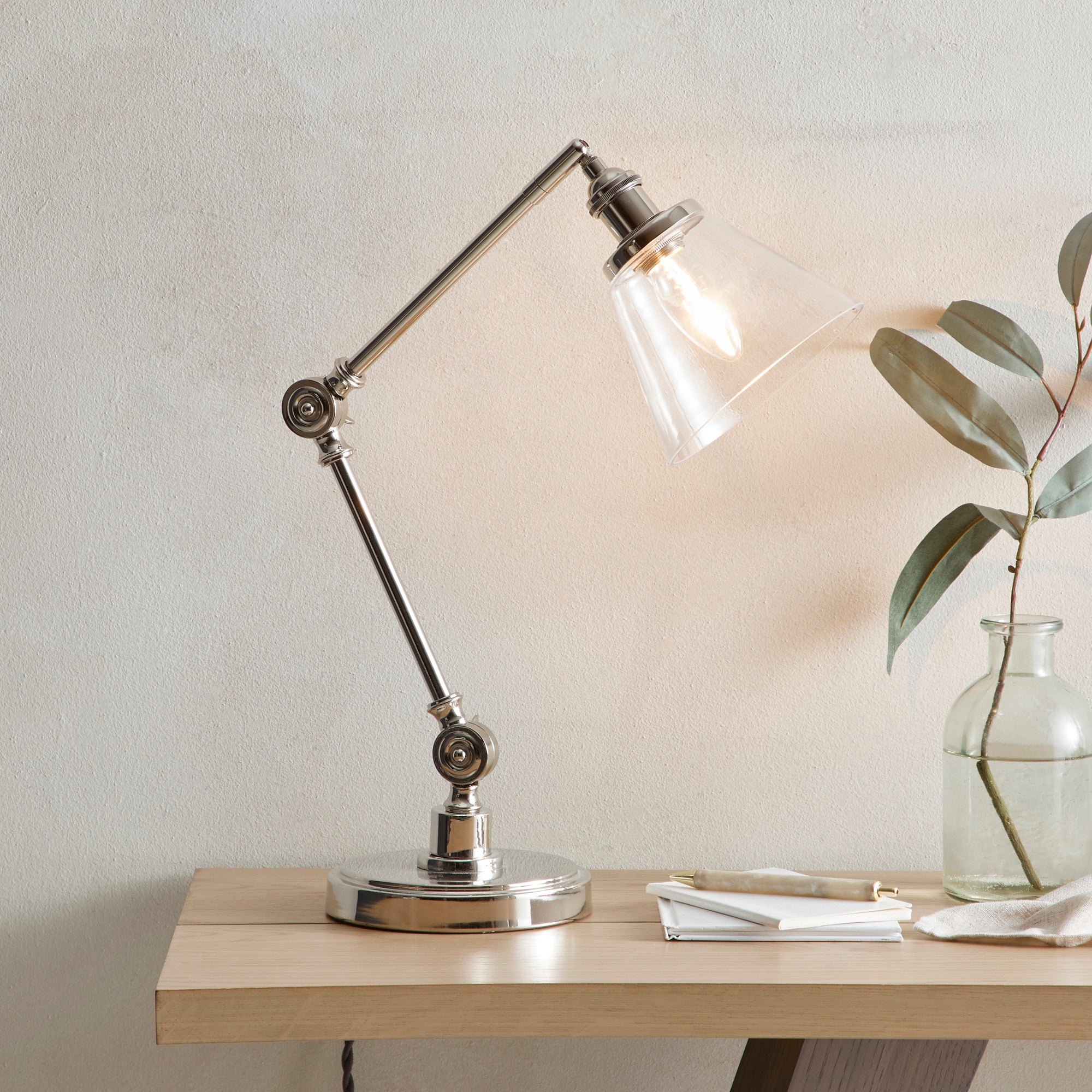 Dorma Purity Nickson Task Table Lamp Nickel