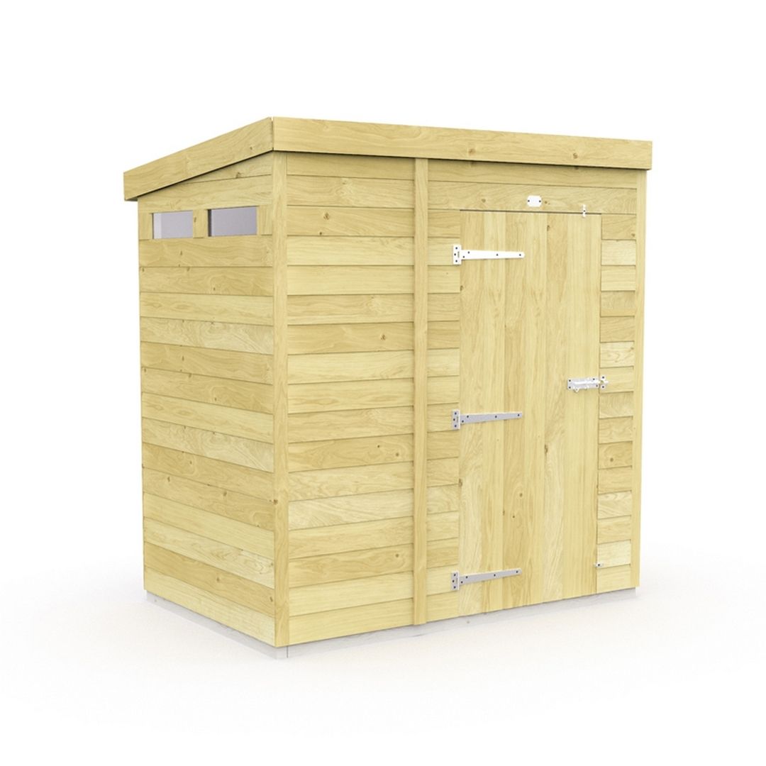 Buttercup Farm 5 x 4 Feet Pent Security Shed - Single Door - L118 x W158 x H201 cm in Brown