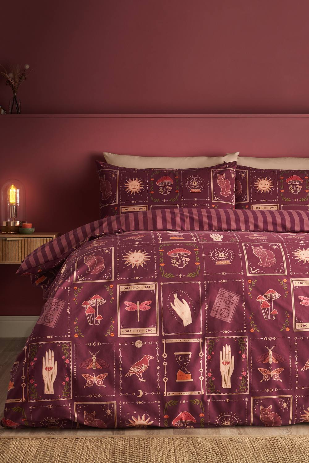 Catherine Lansfield 'Enchanted Witchcraft' Reversible Duvet Cover Set in Plum