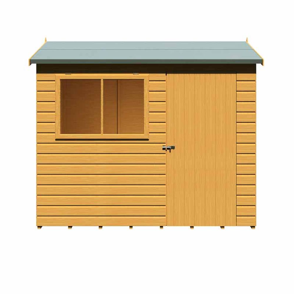 Shires Lewis 8 x 6 Feet Single Door Reverse Apex Style C Shed in Brown