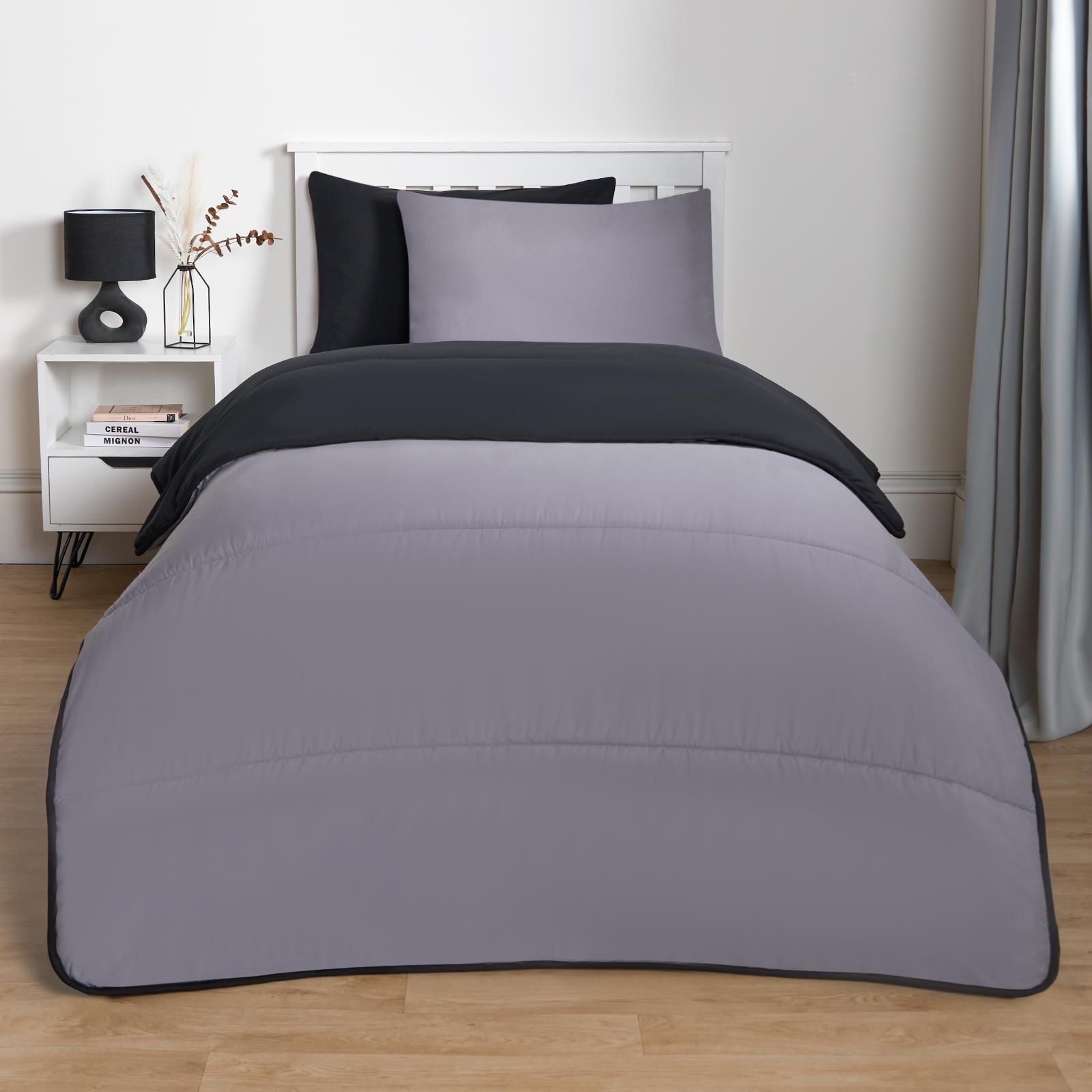 OHS Soft Coverless 10.5 TOG Duvet Set Pillowcase Quilted Cover in Mid Grey