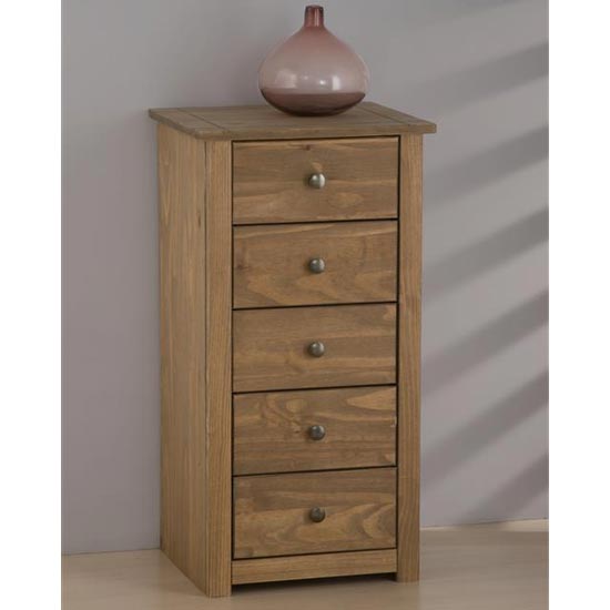 Santiago Chest Of Drawers In Distressed Pine With 5 Drawers