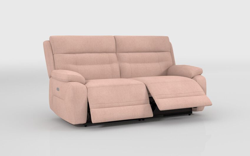 Pink Fabric Fenton 3 Seater Power Recliner Sofa