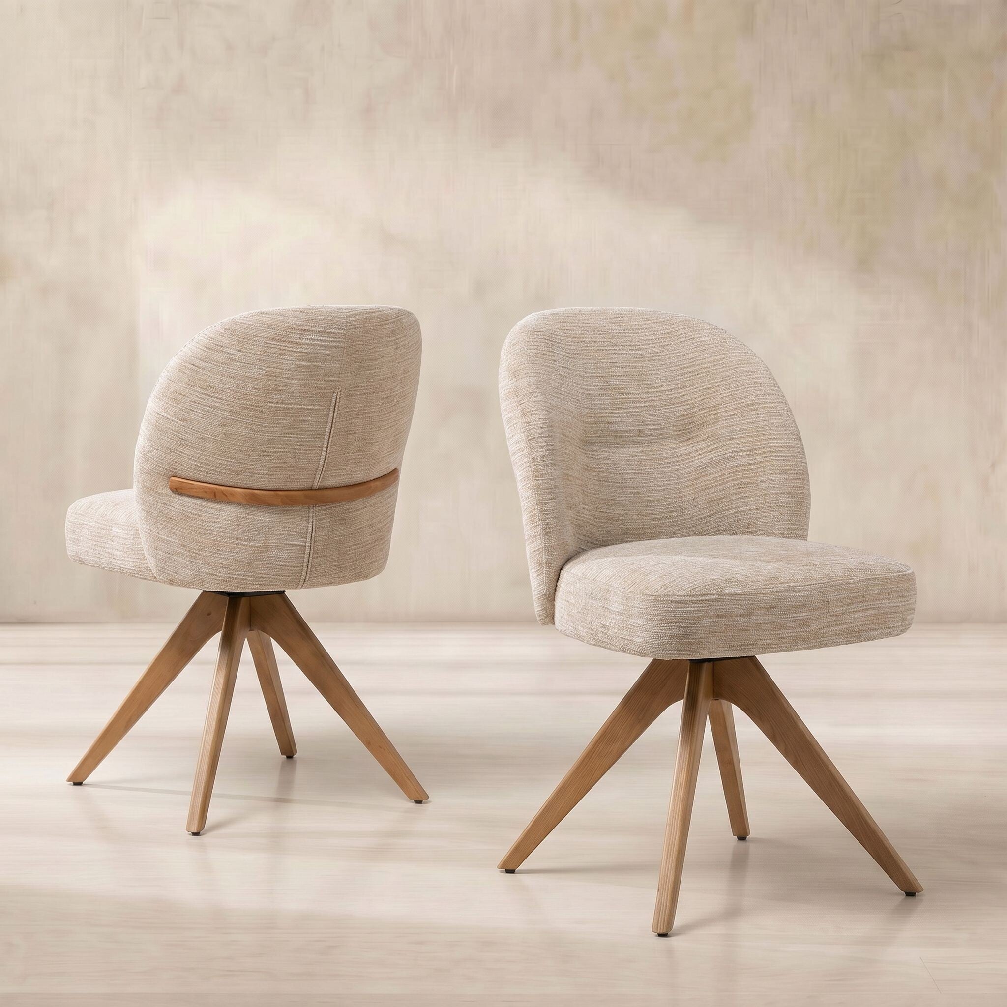 Topanga Swivel Dining Chair without Arm, Neutral Fabric | Barker & Stonehouse