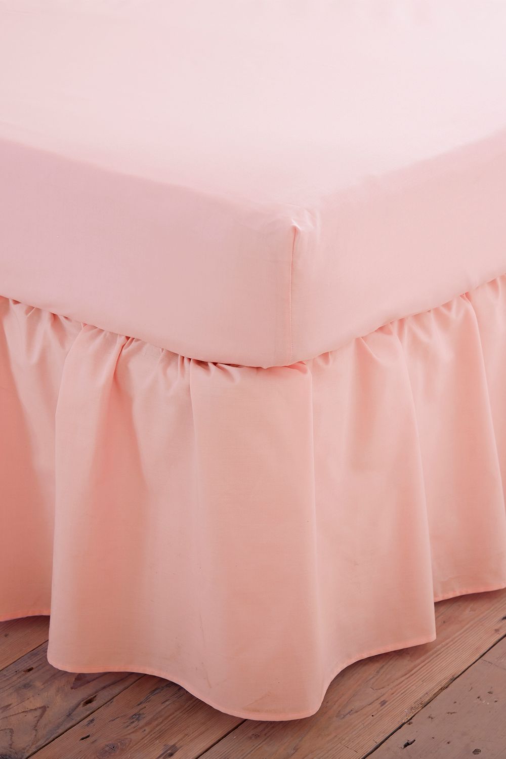 Martex Poetry Plain Dye Polycotton Platform Valance Sheet Frilled in Peach