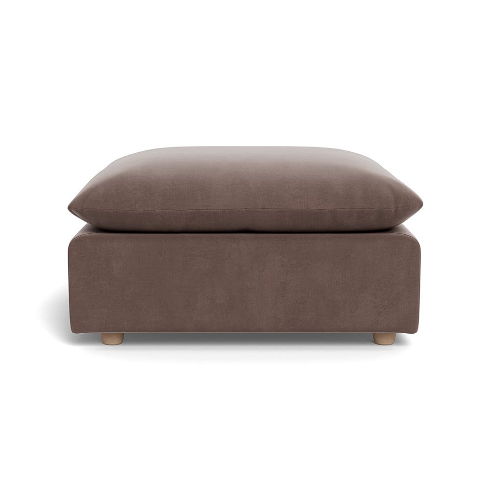 Heal's Astrid Ottoman Smart Velvet Mouse Walnut Stained Beech Feet 1