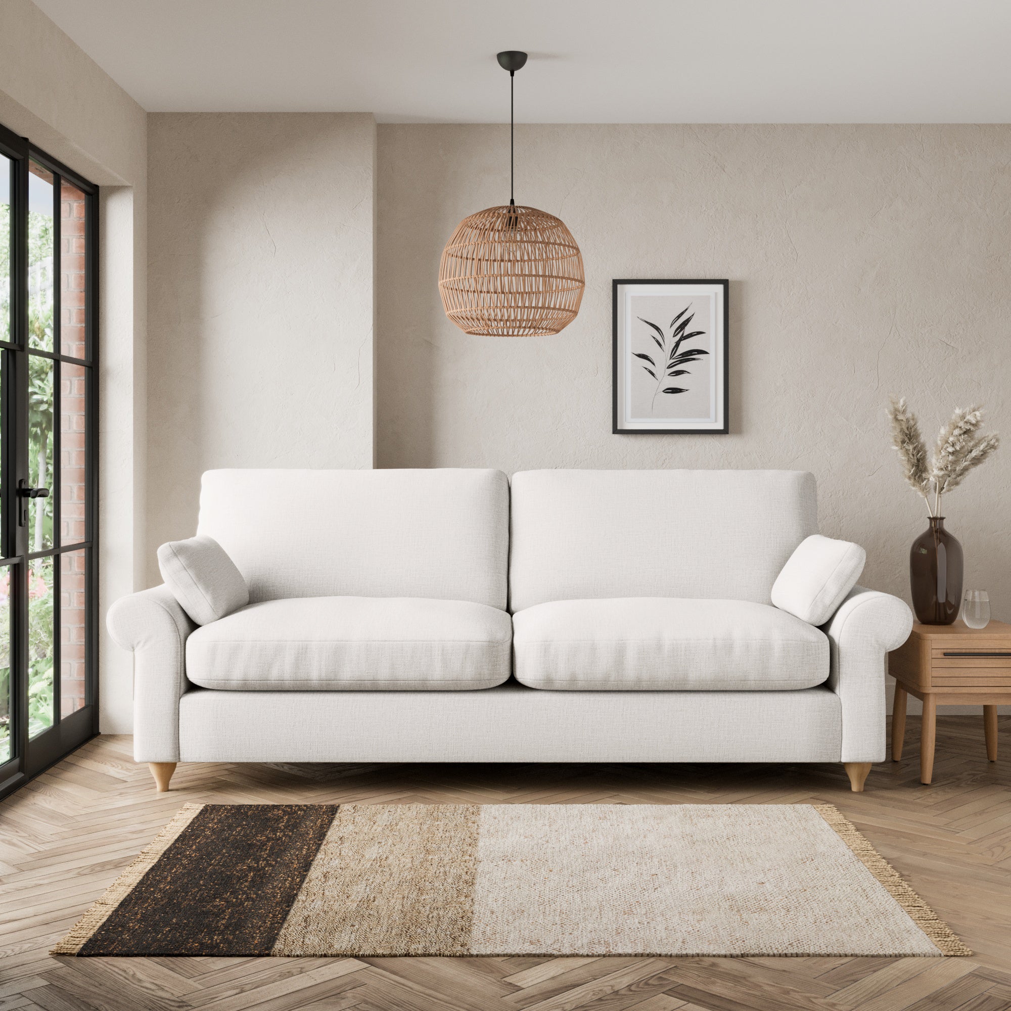 Salisbury Textured Weave 4 Seater Sofa Cream
