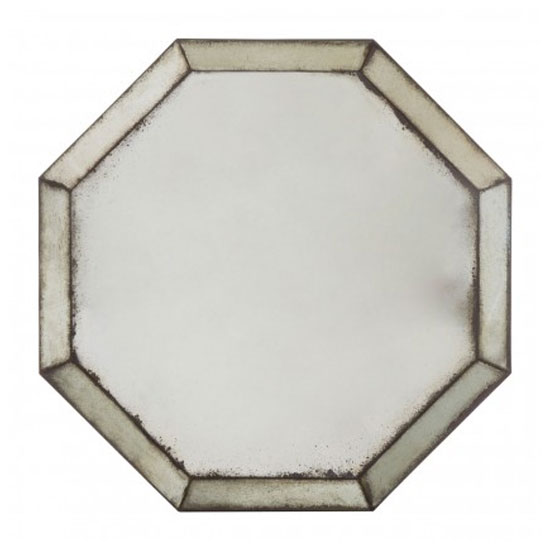 Raze Octagonal Bevelled Wall Mirror In Antique Silver Frame