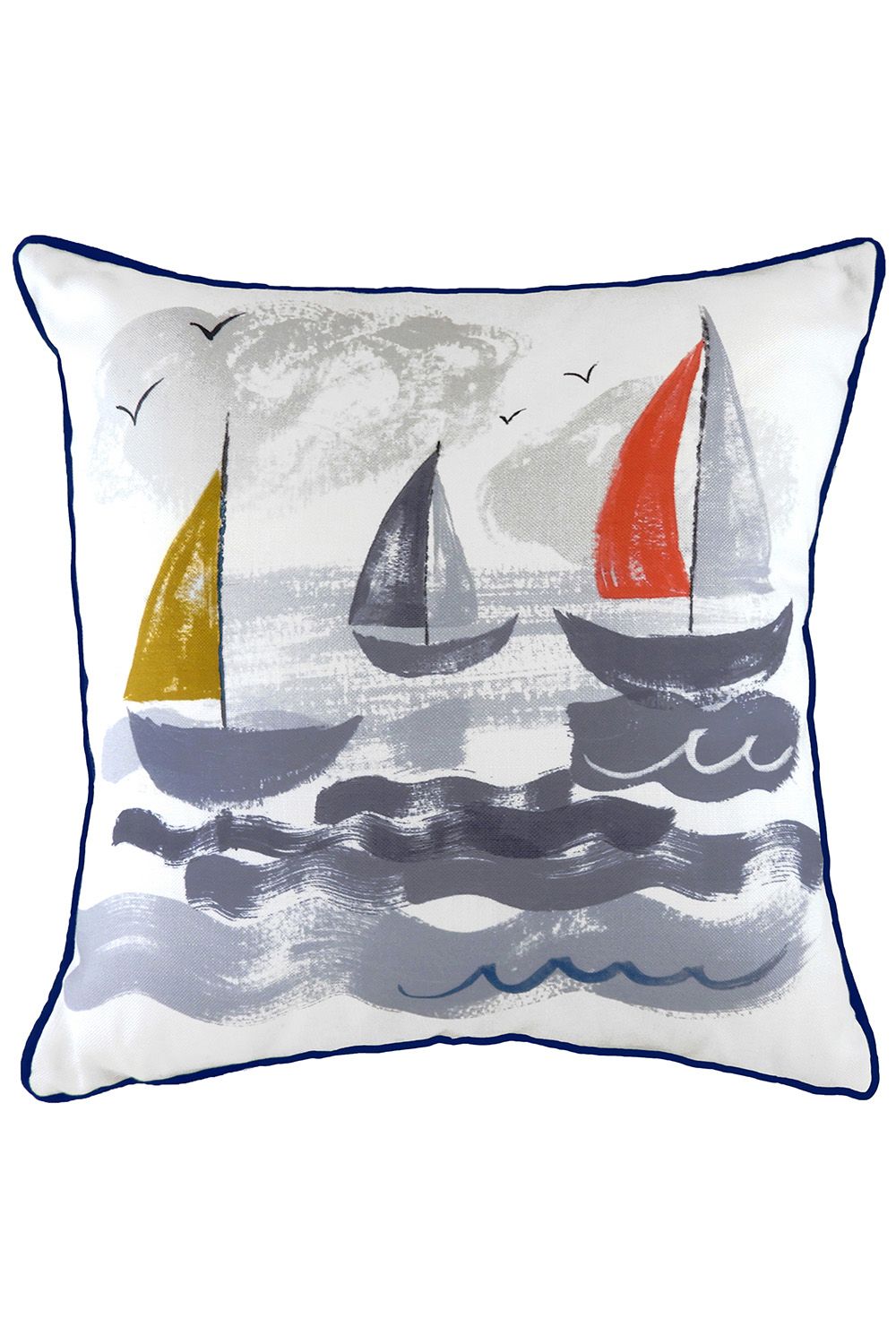 Evans Lichfield Nautical Sailboats Hand-Painted Watercolour Printed Cushion