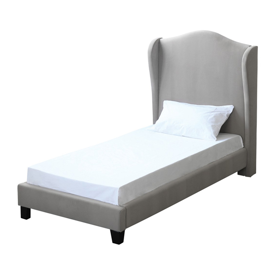 Chateaux Wing Single Fabric Bed In Silver