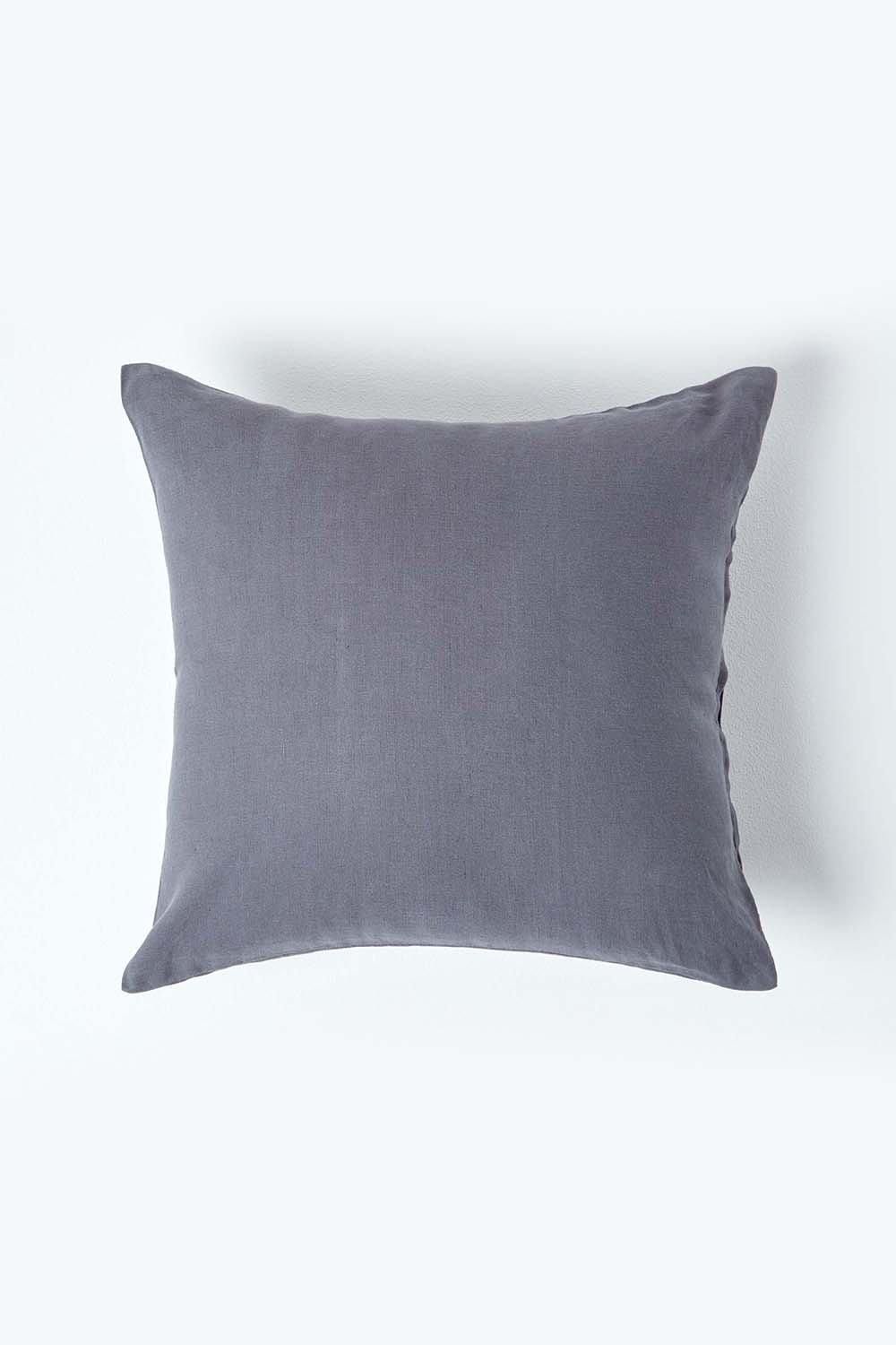 Homescapes European Linen Pillowcase, 80 x 80 cm in Dark Grey