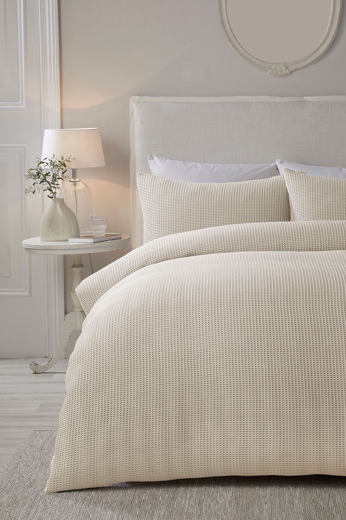 Serene 'Lindly' Waffle Duvet Cover Set in Natural