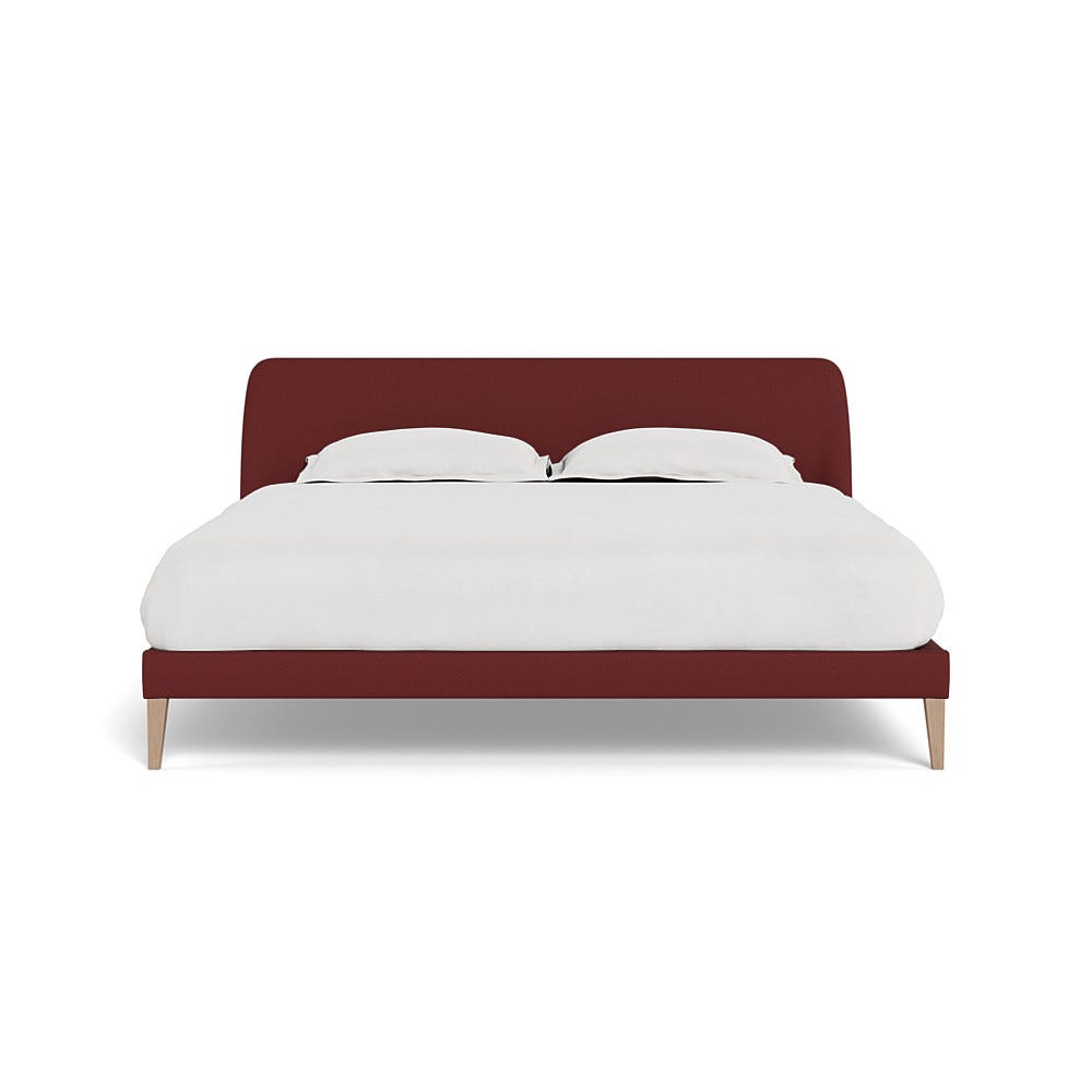 Heal's Wallis Bedstead Super King Capelo Linen-Cotton Etruscan Red Natural Oak Feet