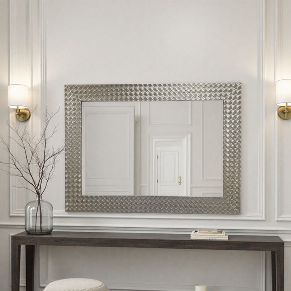 Yearn Hammered Frame Bevelled Rectangle Wall Mirror
