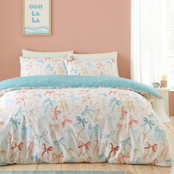Fusion Evelyn Bows Polycotton Duvet Cover & Pillowcase Set