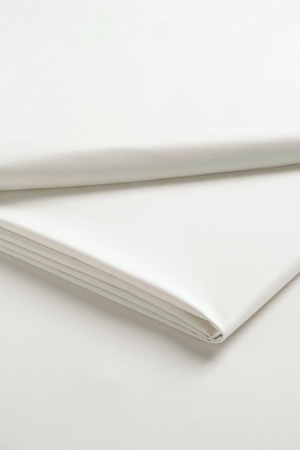 CHRISTY 400TC Luxury Cotton Sateen Plain Dye Bedding Flat Sheets in Ivory