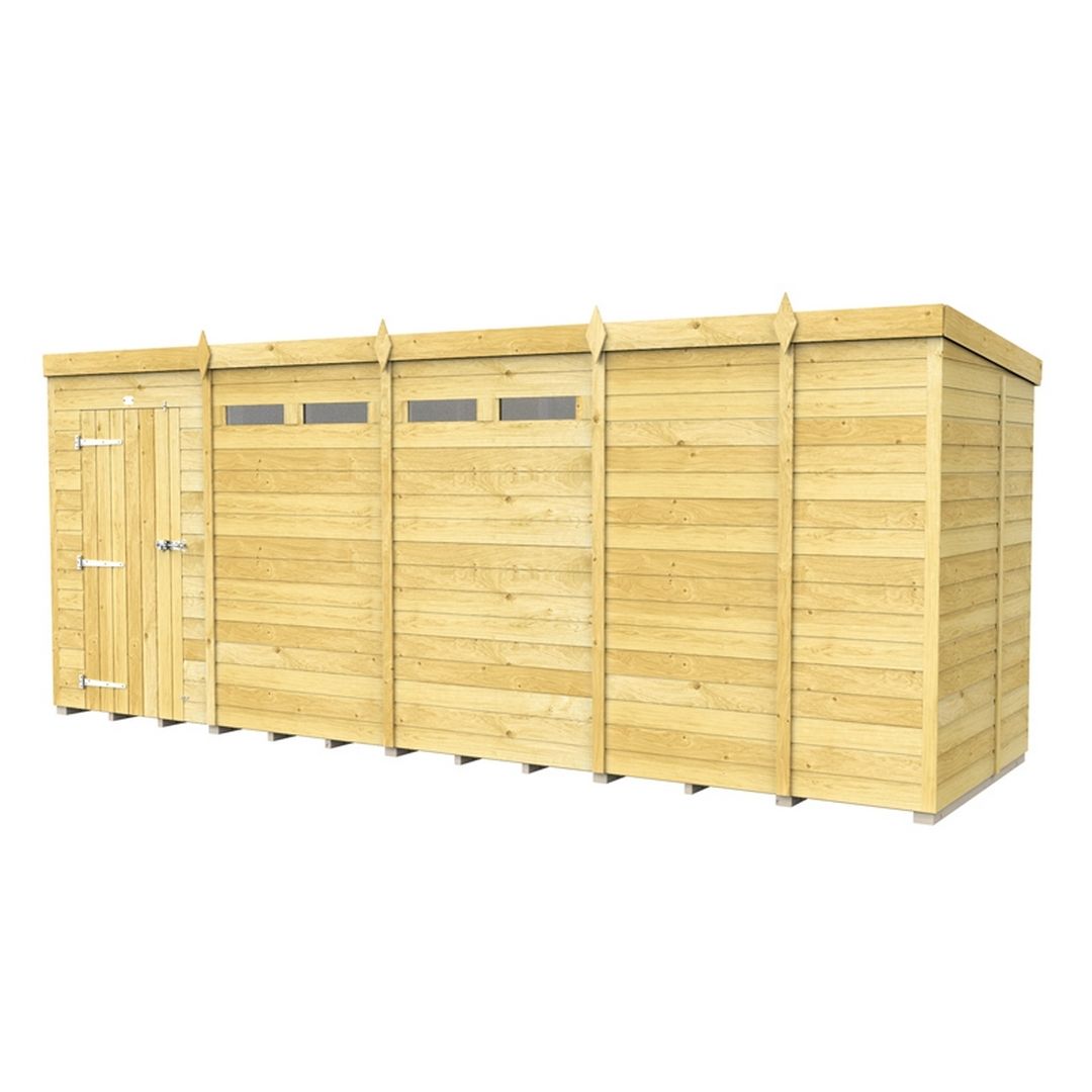 Buttercup Farm 17 x 5 Feet Pent Security Shed - Single Door - L147 x W492 x H201 cm in Brown