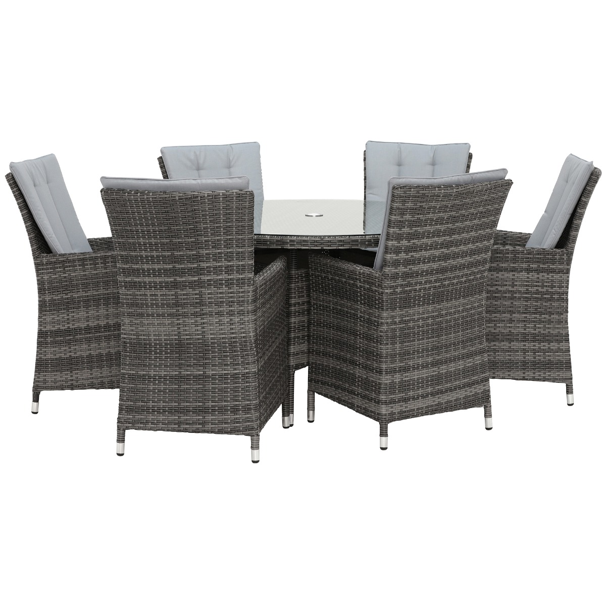 Cromer 6 Seat Round Garden Dining Set, Grey