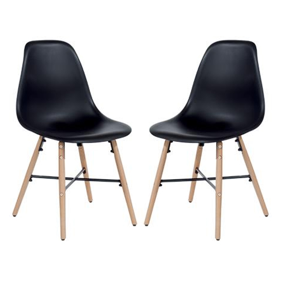 Arturo Black Bistro Chair In Pair With Oak Wooden Legs
