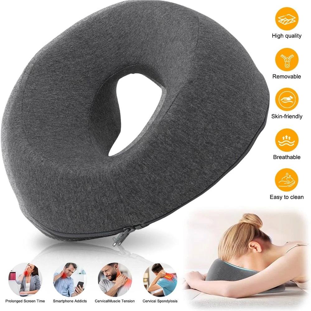 NESTLUNE Breathable Hollow Face Down Prone Pillow in Grey