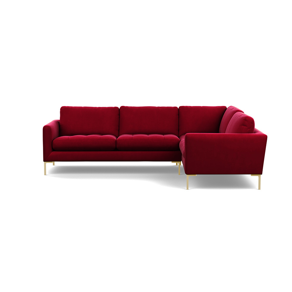 Heal's Eton Right Hand Facing Corner Sofa Varese Velvet Mulberry Brass Feet